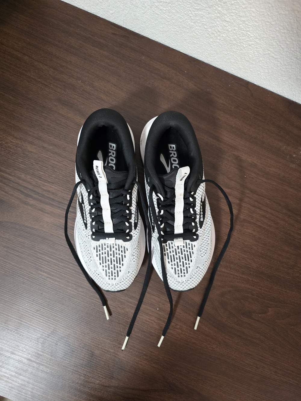 Brooks White and Black Knit Running Shoes